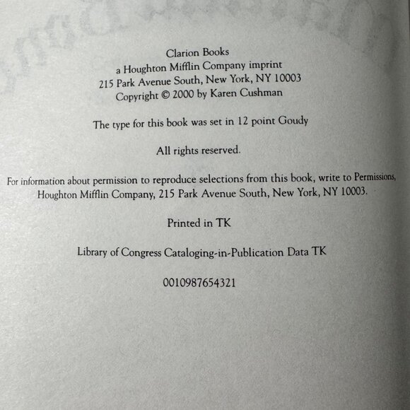 Matilda Bone Signed By Karen Cushman 2000 Uncorrected Proof CLARION SC Vintage - Picture 3 of 16